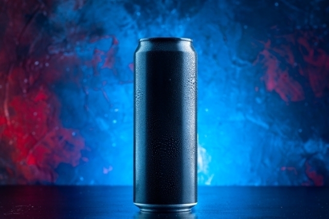 An energy drink on a desk