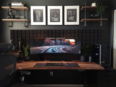 Organized office desk setup